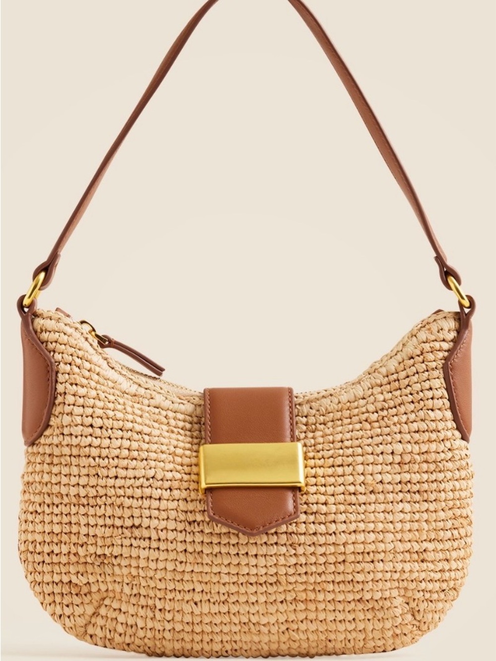 J. Crew Berkeley buckle shoulder bag in hand knotted straw - Picture 2 of 6